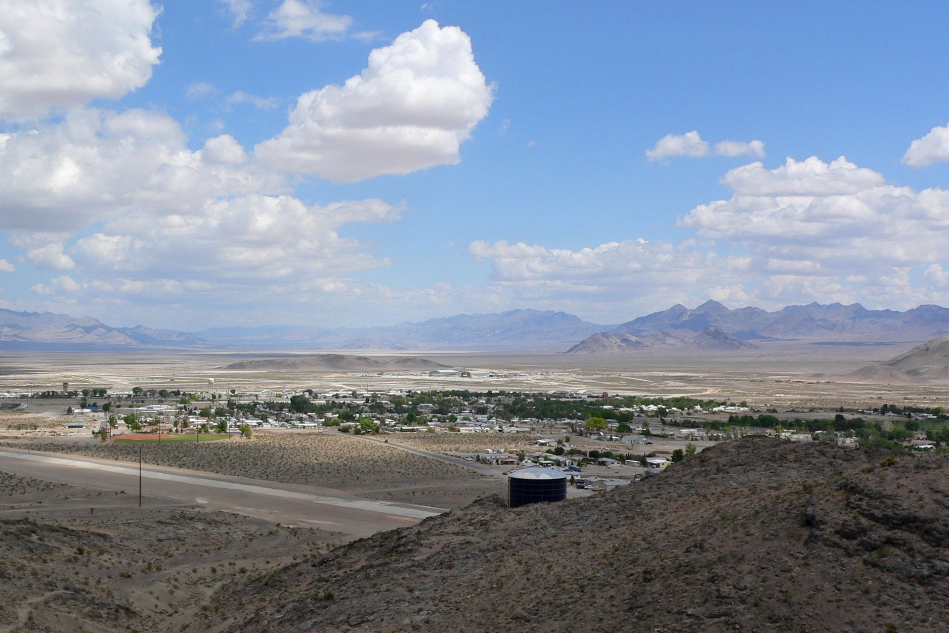Indian Springs, Nevada, seen across the desert from the southwest